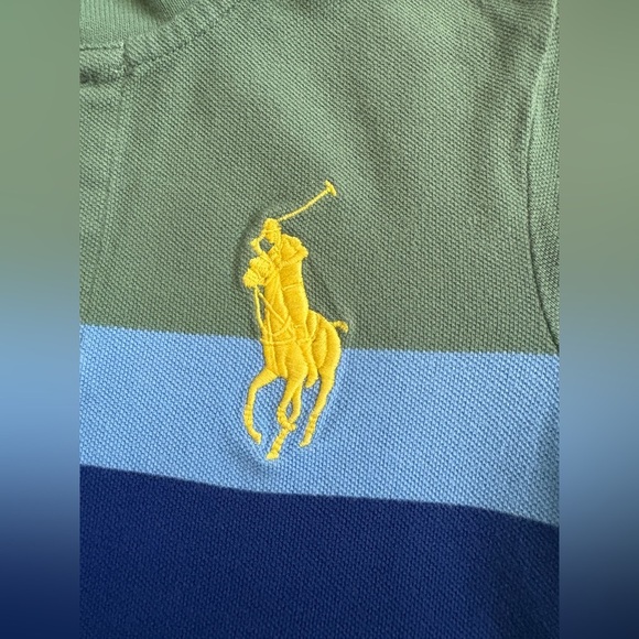 Polo by Ralph Lauren Kids Polo with Green, Blue, and Pink Stripes - Picture 3 of 4